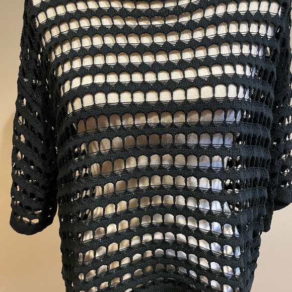 Patrizia Luca Open Knit Sweater Top Black - Picture 3 of 8